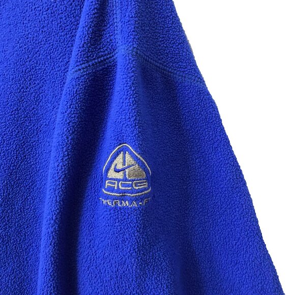 Vintage Nike ACG Fleece Sweatshirt XXL Top Therma Fit Blue Crewneck POCKET 90s - Picture 4 of 6